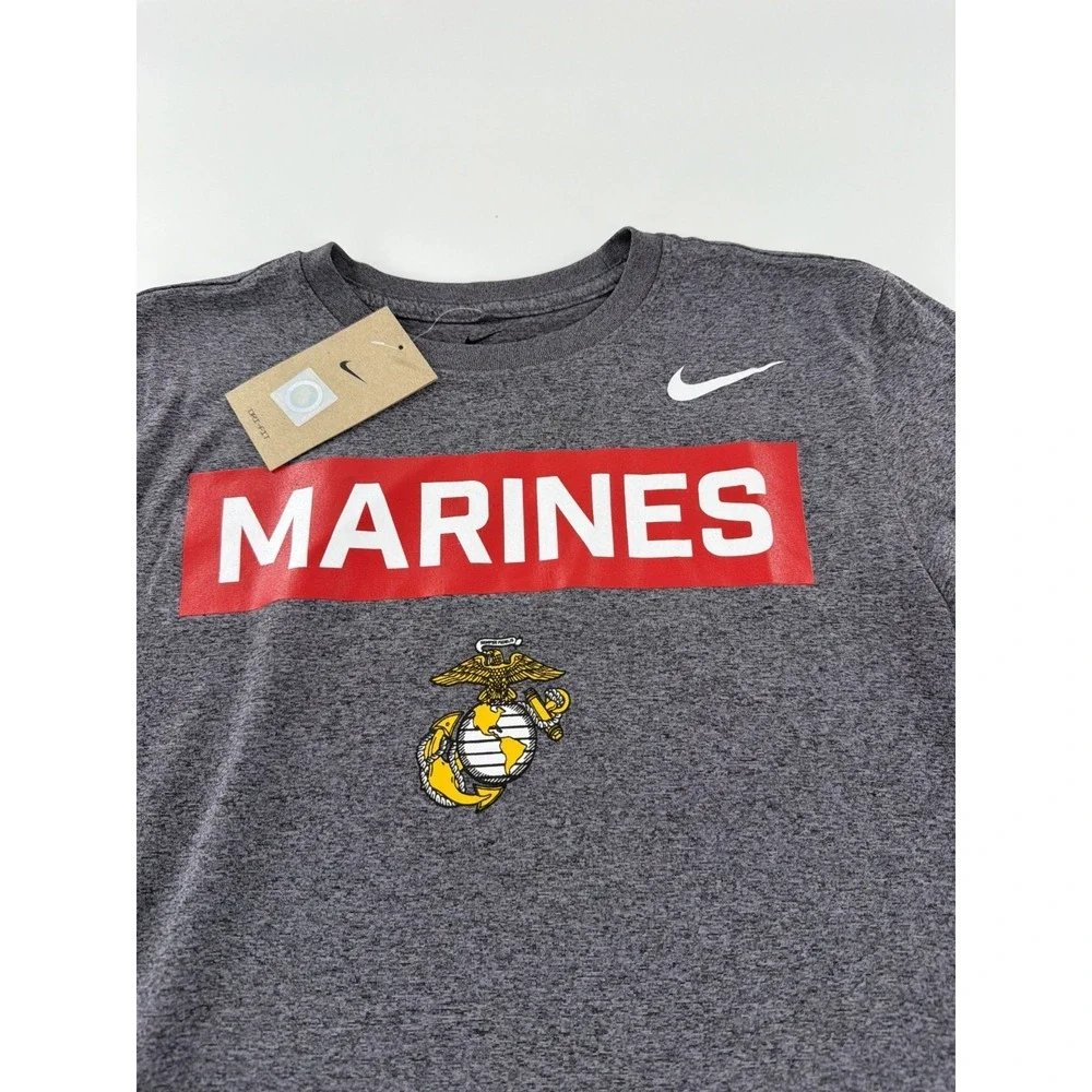 Nike Marines T-Shirt Mens‎ Size Medium M Grey Dri Fit Legend Long Sleeve New